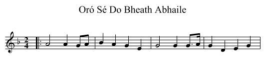 Oró Sé Do Bheath Abhaile - staff notation