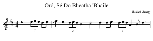 Oró, Sé Do Bheatha 'Bhaile - staff notation