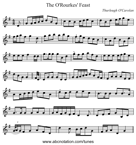 O'Rourkes' Feast, The - staff notation