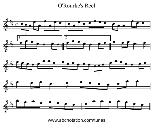 O'Rourke's Reel - staff notation