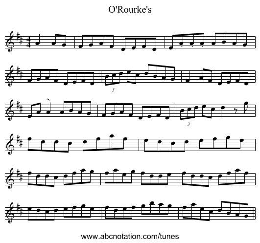 O'Rourke's - staff notation