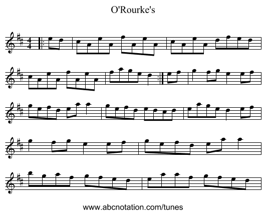 O'Rourke's - staff notation