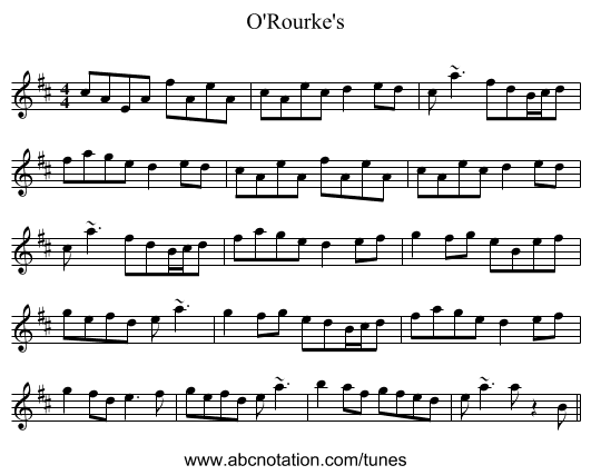 O'Rourke's - staff notation