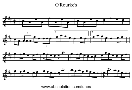 O'Rourke's - staff notation