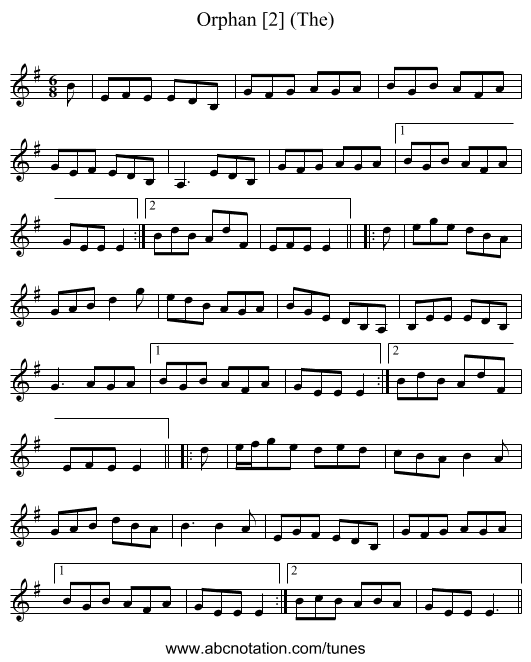 Orphan [2] (The) - staff notation