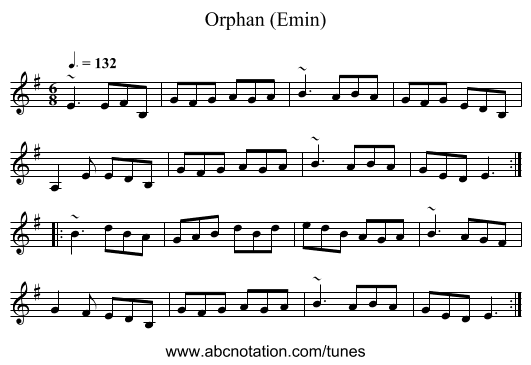 Orphan (Emin) - staff notation