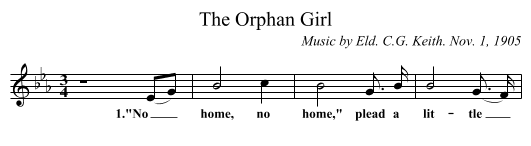 Orphan Girl, The - staff notation