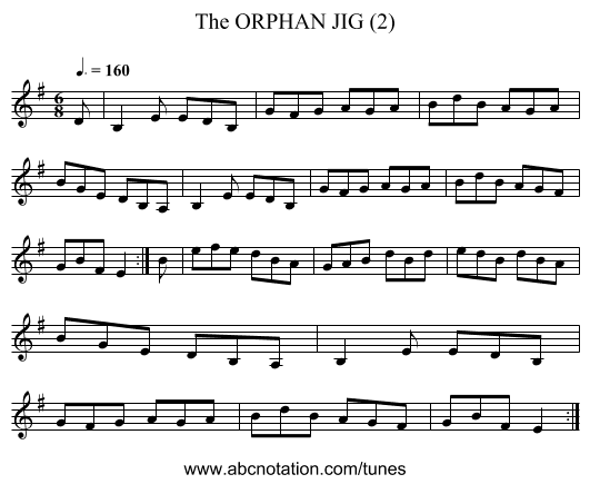 ORPHAN JIG (2), The - staff notation