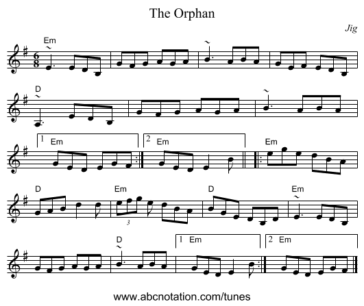 Orphan, The - staff notation
