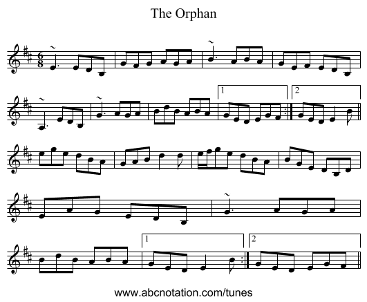 Orphan, The - staff notation