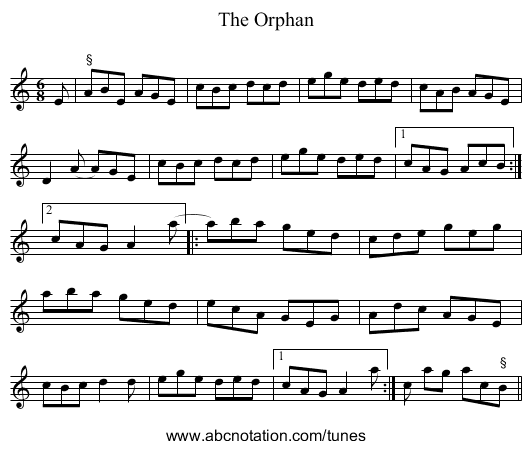 Orphan, The - staff notation