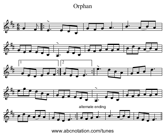 Orphan - staff notation