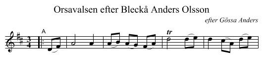 Orsavalsen efter Bleck&aring; Anders Olsson - staff notation