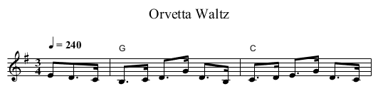 Orvetta Waltz - staff notation