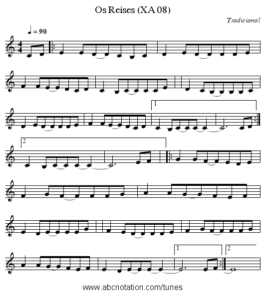 Os Reises (XA 08) - staff notation