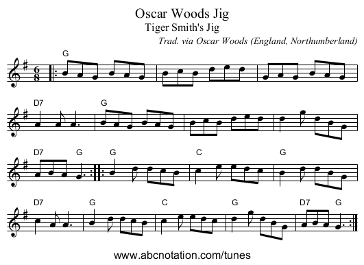 Oscar Woods Jig - staff notation