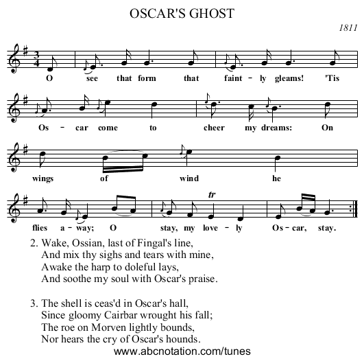 OSCAR'S GHOST - staff notation
