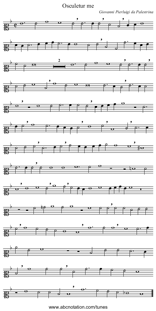 Osculetur me - staff notation