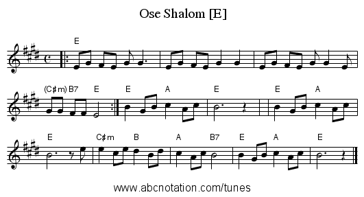 Ose Shalom [E] - staff notation