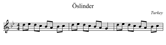 Öslinder - staff notation