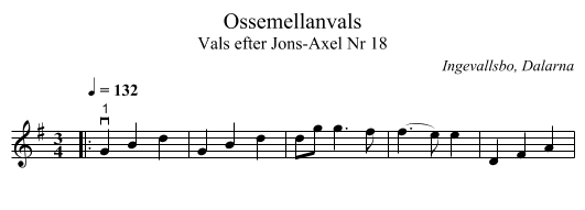 Ossemellanvals - staff notation