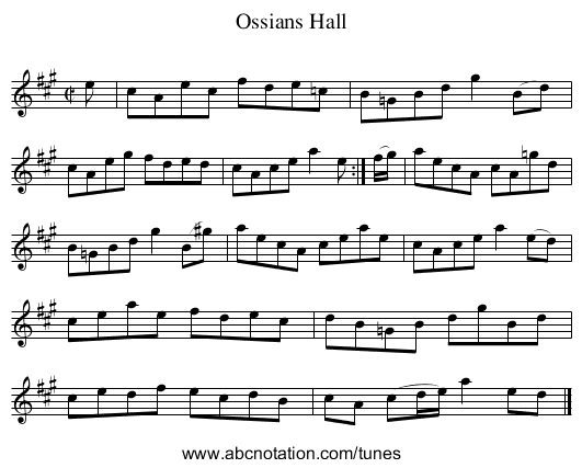 Ossians Hall - staff notation