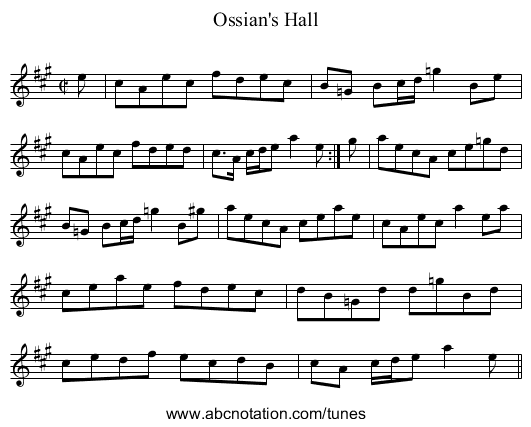 Ossian's Hall - staff notation