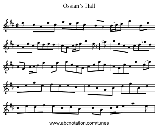 Ossian’s Hall - staff notation