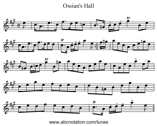Ossian's Hall - staff notation
