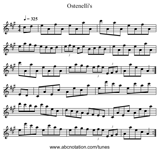 Ostenelli's - staff notation
