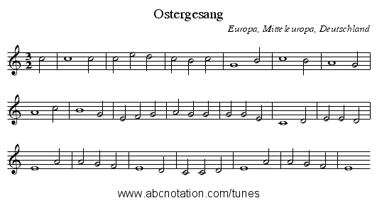 Ostergesang - staff notation