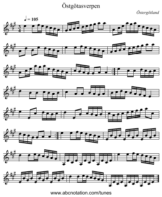 Östgötasverpen - staff notation
