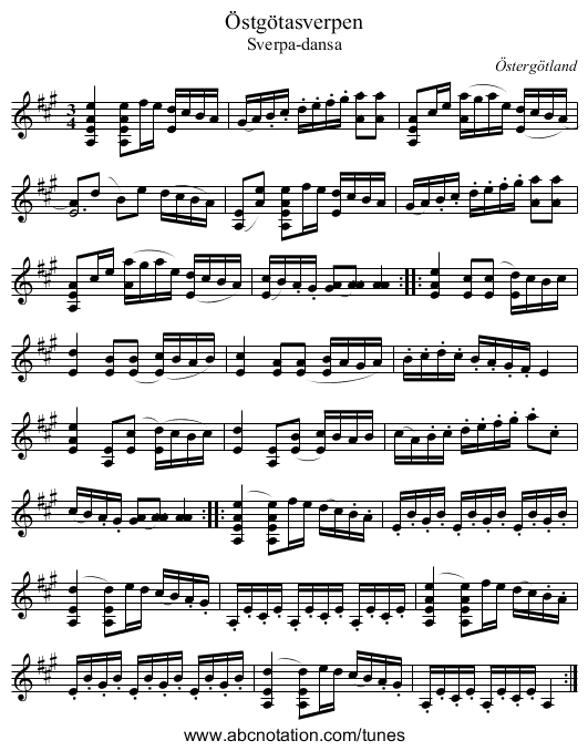 Östgötasverpen - staff notation