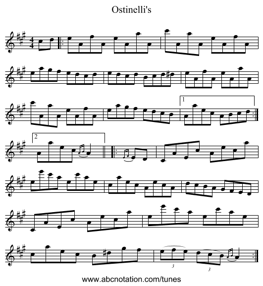 Ostinelli's - staff notation