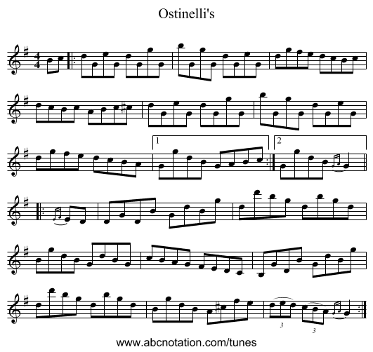 Ostinelli's - staff notation