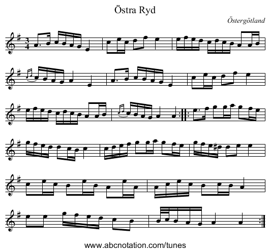&Ouml;stra Ryd - staff notation