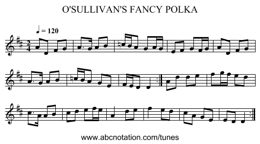 O'SULLIVAN'S FANCY POLKA - staff notation