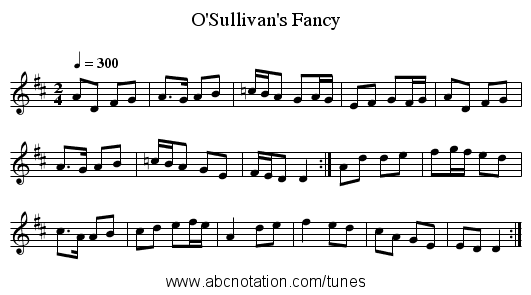 O'Sullivan's Fancy - staff notation