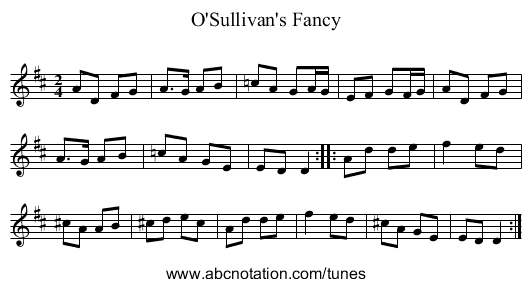 O'Sullivan's Fancy - staff notation