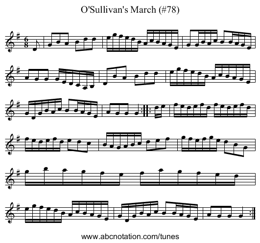 O'Sullivan's March (#78) - staff notation
