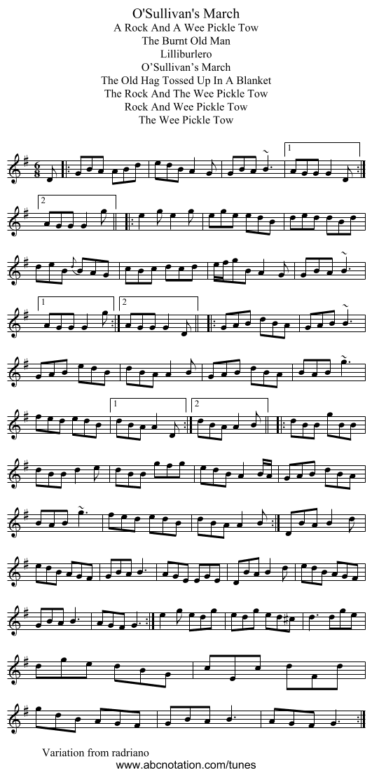 O'Sullivan's March - staff notation