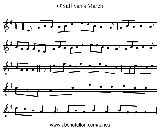 O'Sullivan's March - staff notation