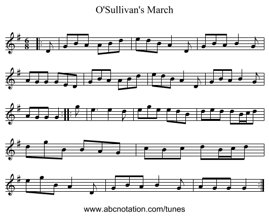 O'Sullivan's March - staff notation