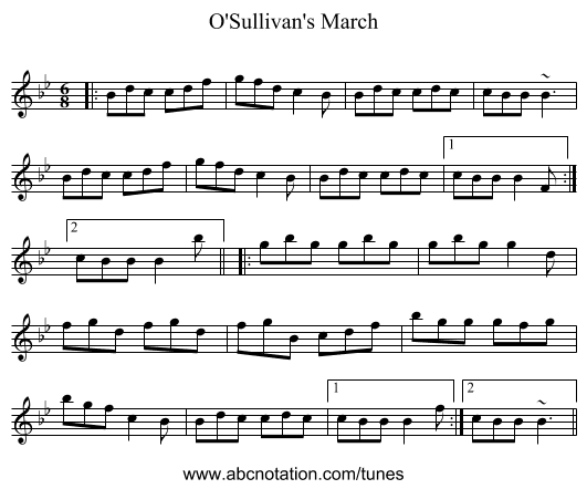 O'Sullivan's March - staff notation