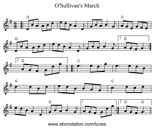 O'Sullivan's March - staff notation