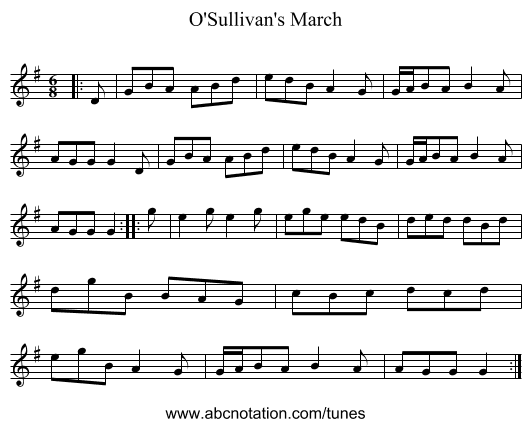 O'Sullivan's March - staff notation
