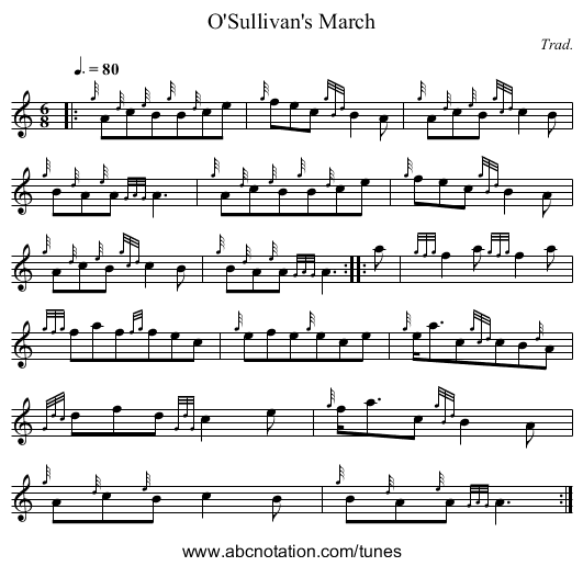 O'Sullivan's March - staff notation