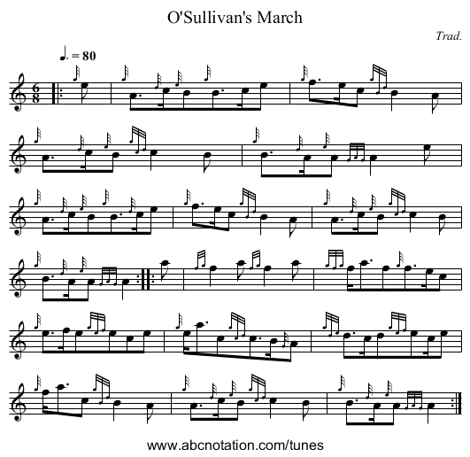 O'Sullivan's March - staff notation