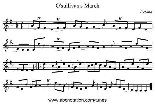 O'sullivan's March - staff notation