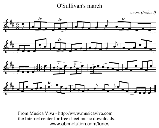 O'Sullivan's march - staff notation